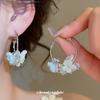 Small fresh blue and white gradual change flower earrings niche design earrings light luxury holiday wind gentle sweet earrings women