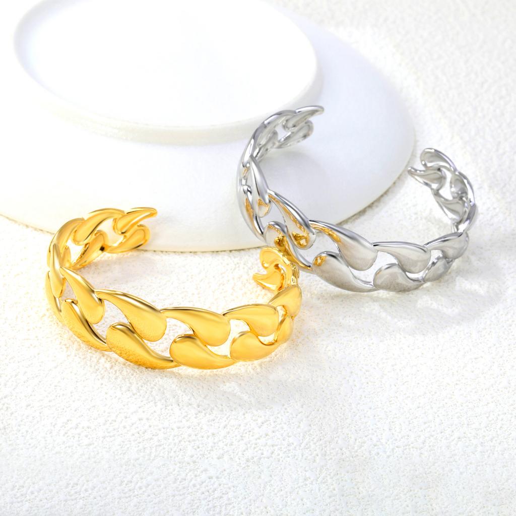 Jewelry Open Bracelet Light Luxury Premium Design Irregular Bracelet Stainless Steel Electroplated 18K Gold Bracelet Women
