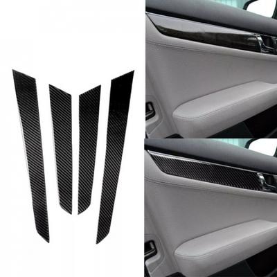 For Mercedes-Benz C Class W204 2007-2013 4Pcs Carbon Fiber Door Panel Cover Trim