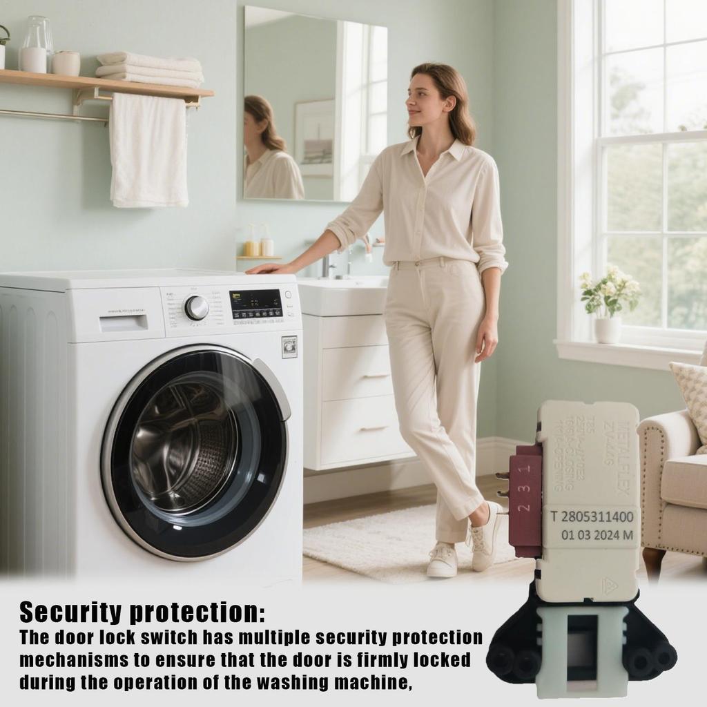 Waschmaschinen-Türverriegelung Stabile Waschmaschinen-Türverriegelungsschalter Sicherheitsschutz Stabile Glatte Ersatzteile für Zuhause Zimmer Freunde
