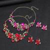 Exaggerated Luxury Necklace & Earrings Set: Colorful Floral Design for Bridal Gowns