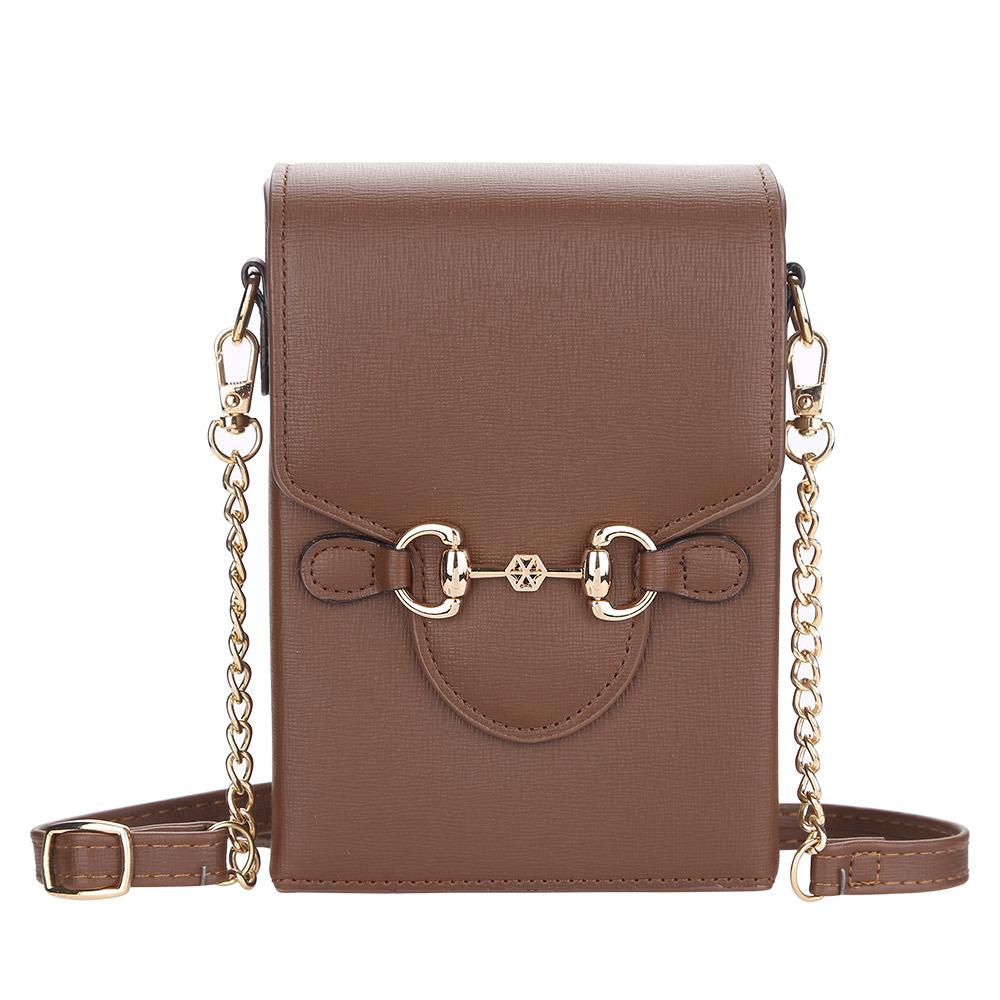 Boiseen New Mobile Phone Bag Women's European and American Solid Color Horse Buckle Large Capacity Shoulder Oblique Span Women's Bag Wallet