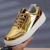 Men Women Mirror Leather Running Shoes Outdoor Lightweight Sneakers Casual Walking Shoes Lace-up Non-slip Athletic Tennis Shoes