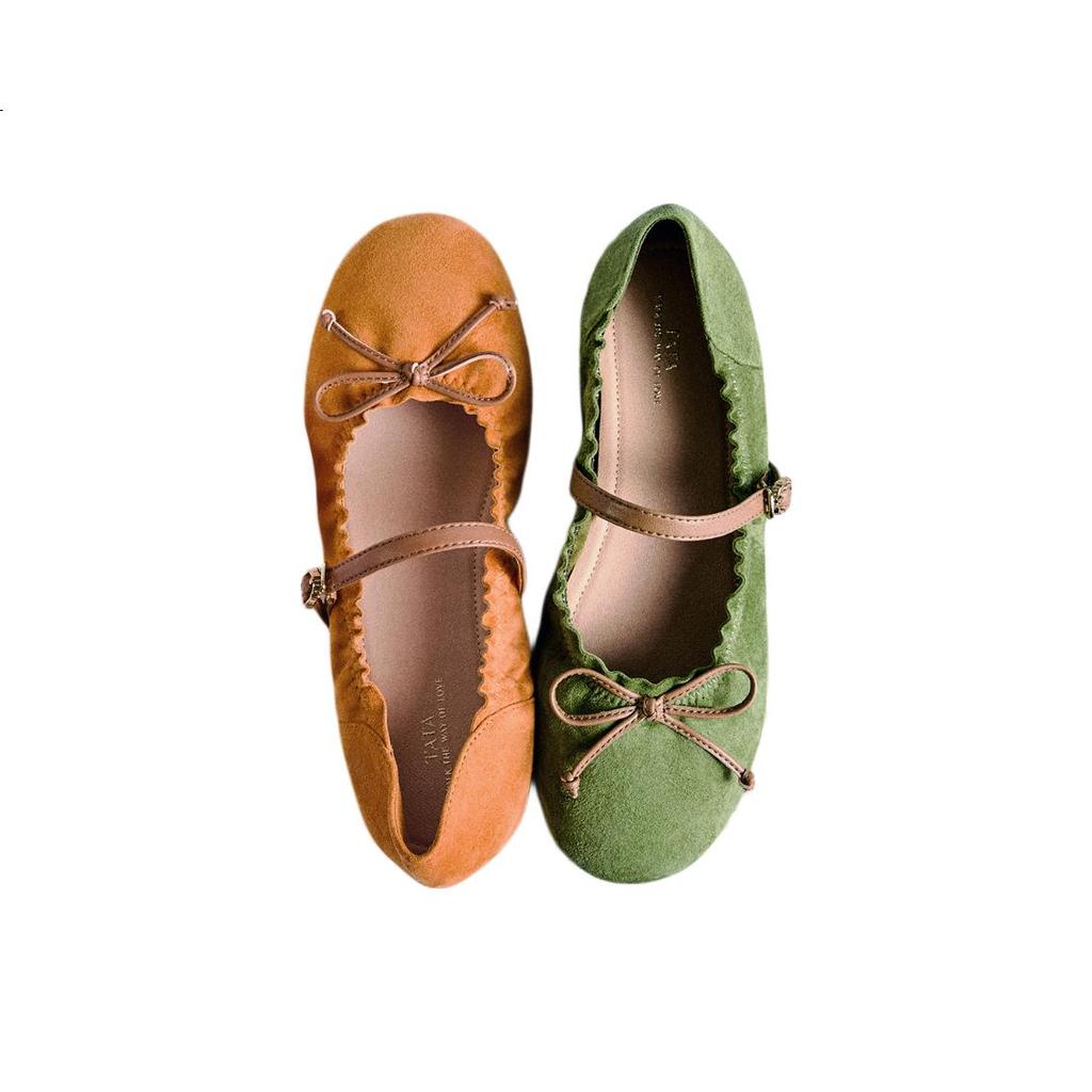 A Flat Mary Jane Shoes for Women Soft Sole Ballet Flats Single Shoes Sheepskin