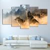 5 Pieces Wall Arts Canvas Painting Poster Howling Wolf in Clouds Home Picture Living Room Decorative Framework Artwork Bedroom