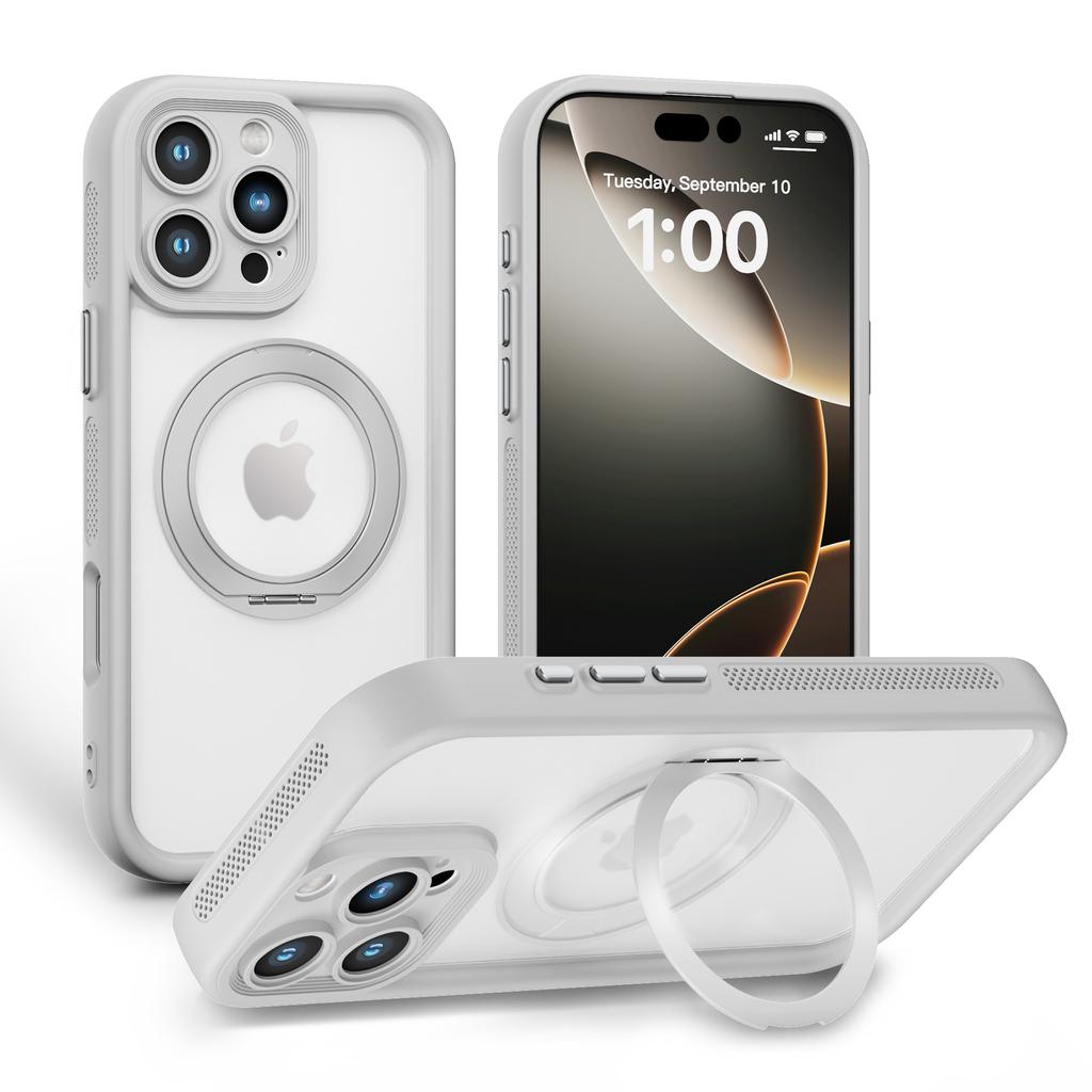 For IPhone 16 2-in-1 Magnetic Bracket Phone Case 360 Degrees for Apple 15 Hardware Rotating Bracket PC Pivot Case