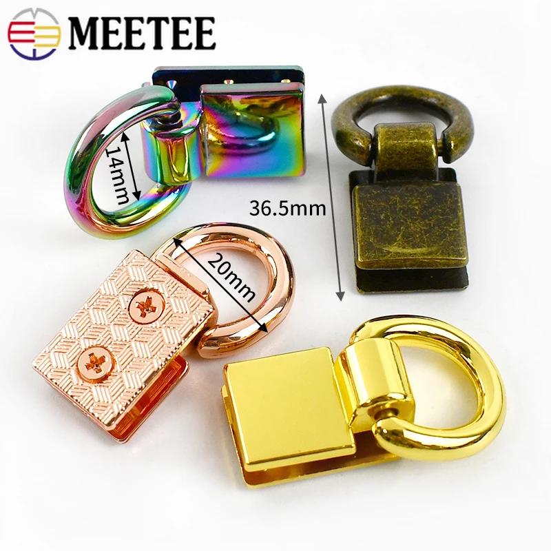 4/8Pcs Meetee 36x15mm Side Clip Buckle Bag Strap Metal Clasp D Ring Hook Handbag Screw Connector Buckles Leather Craft Hardware
