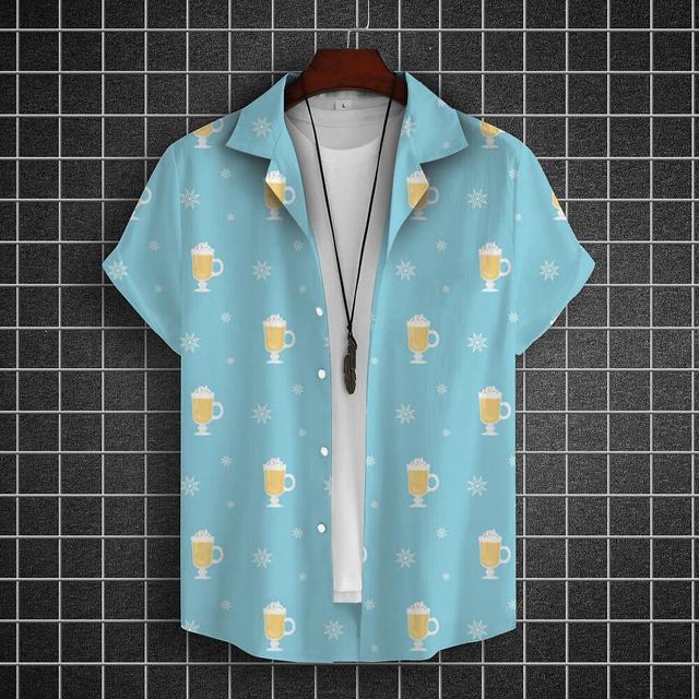 Camisa Hawaiana para Hombre Camisas de Manga Corta Estampadas 3D de Cerveza Camisa para Fiesta de Cerveza Camisetas Camisetas Casuales de Verano Ropa Holgada Oversize para Hombre