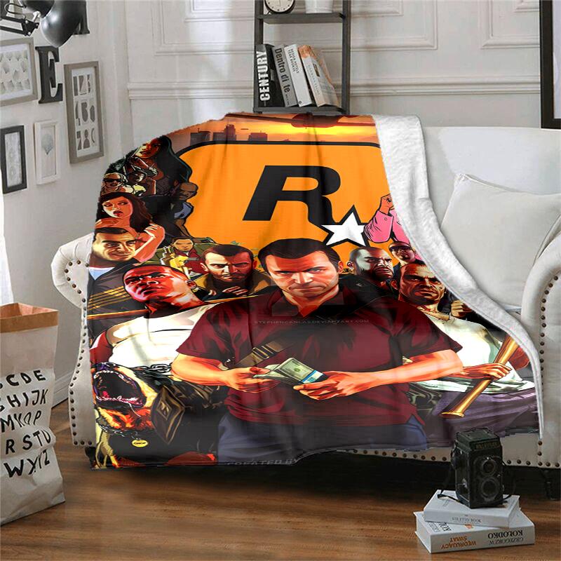 GTA Flannel Blanket Soft All-Season Throw, Design for Camping, Car Travel, Hiking Sofa, Bed, Office Perfect Gift for Parties