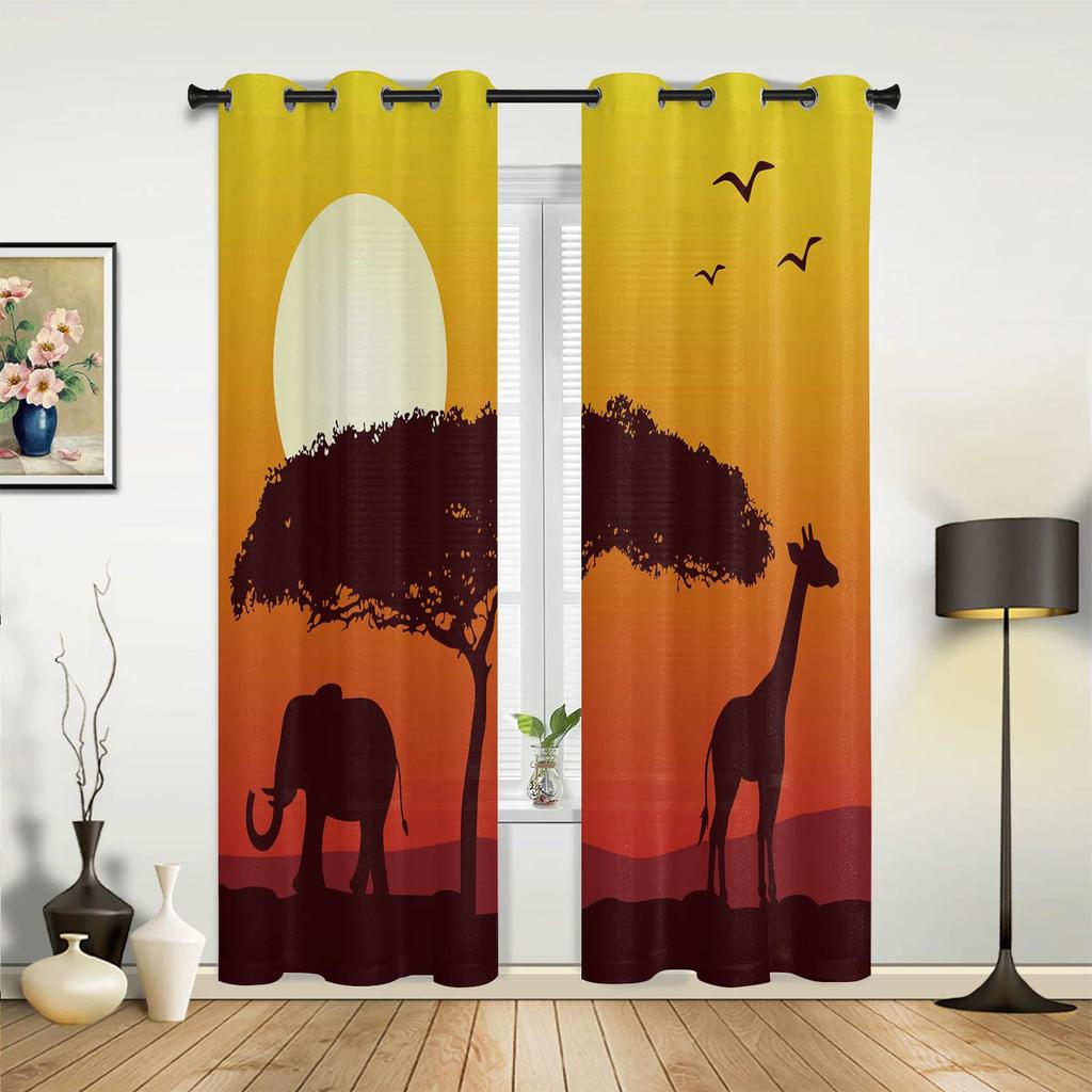 Elefantenkunst Indische Bobo-Stil Vorhänge für Schlafzimmer Wohnzimmer Vorhänge Küche Kinderzimmer Fenstergardine Moderne Heimdekoration