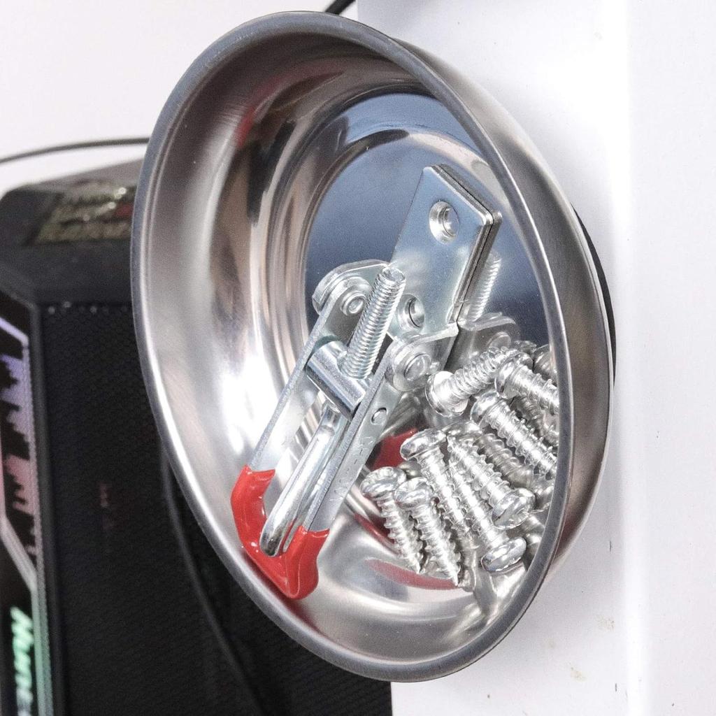 Square Round Magnetic Trays Holder Stainless Steel Magnetic Parts Storage Bowl Bolts Screw Tray Metal Tool Organizer Plate
