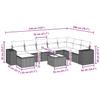 9-teiliges Gartensofa-Set mit Kissen Schwarzes Poly-Rattan