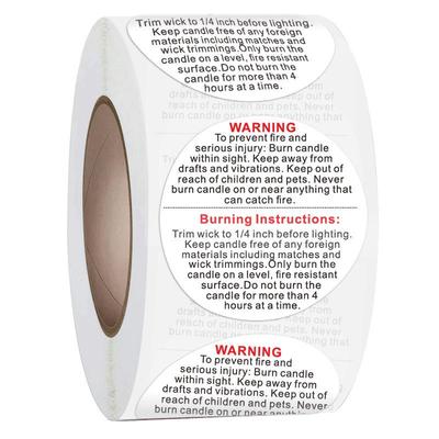 500 Pcs 1inch Candle Warning Labels Stickers Black White Adorable Warning Packaging Labels Decoration Sealing Sticker