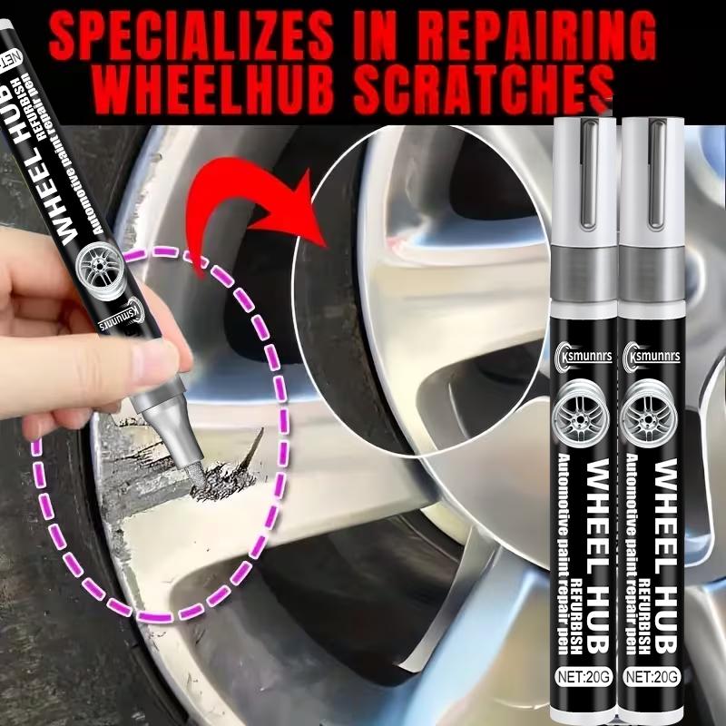 Car Touch-Up Paint Pen – Black Interior Console Silver Wheel Hubs One-Step Scratch Repair Restoration Touchup Paint2