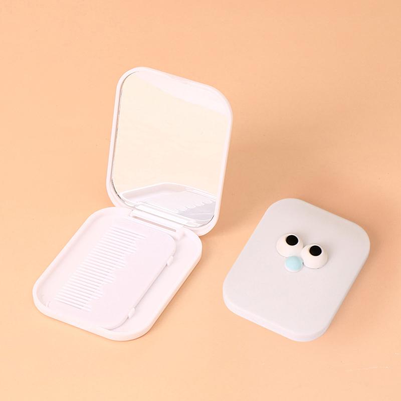 

Portable Cartoon Cute Folding Travel Makeup Mirror With Comb Mini Handheld For Women Girls Multicolour Make Up Styling Tool белый
