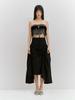 Minderly Shirring Ribbon Long Skirt - Black