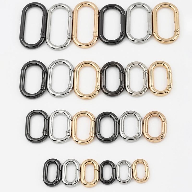 2 Pcs/Set Oval Rings Buckle Spring Oval Rings Spring Keyring Buckles Metal Oval Rings for Bag Purses Belts Keychain