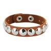 Punk Round Dome Rivet PU Leather Bracelet, Adjustable Stainless Steel Snap Wrist Cuff Unisex Gothic Rock Wristband