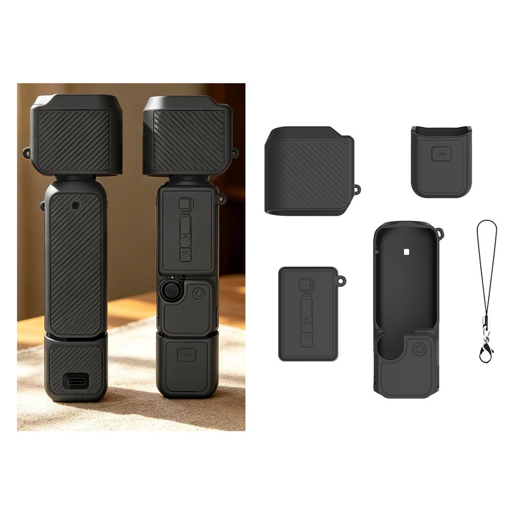 Premium Silicone Shell For Pocket 4 Compactly Camera Features AntiDrop Rope Dustproof Design for Freeing Hands Recording