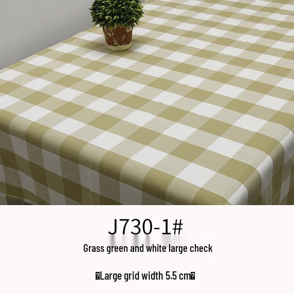 Plaid Cotton Linen Tablecloth and Cushion Fabric Set