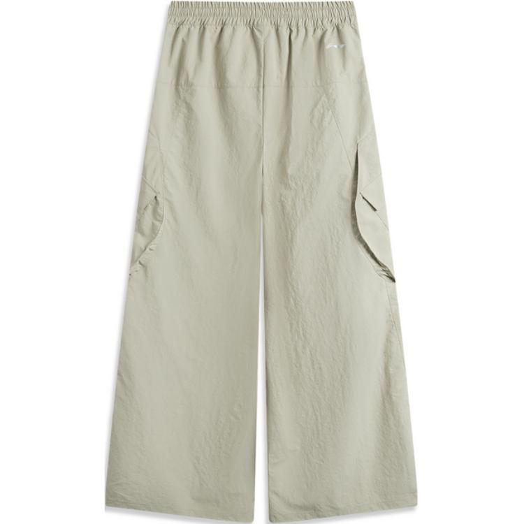 Li-Ning CF Water-Resistant Solid Color Straight Loose Casual Pants Women Bottoms Limestone AYKU712-1