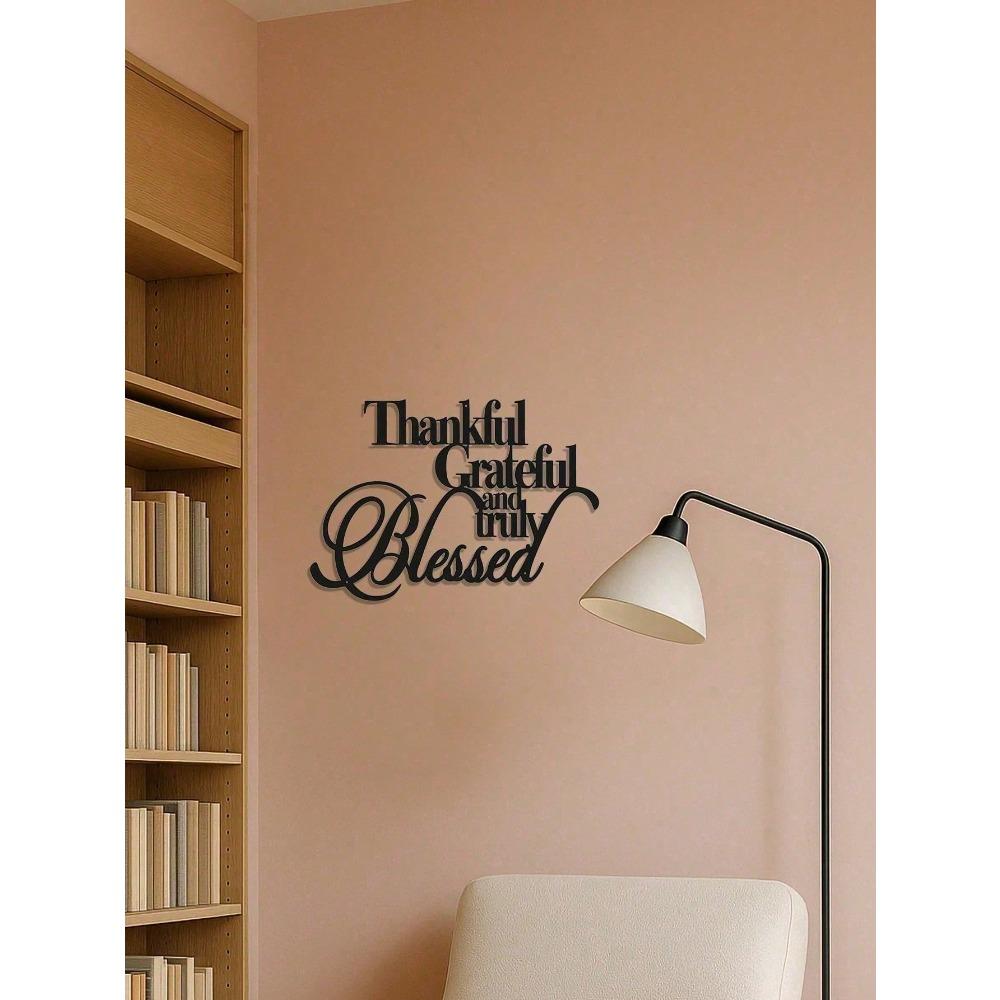 "Thankful Grateful Blessed" Metal Wall Art, Farmhouse Home Decor for Living Room, Rustic Housewarming Gift, Aesthetic Halloween Decoration