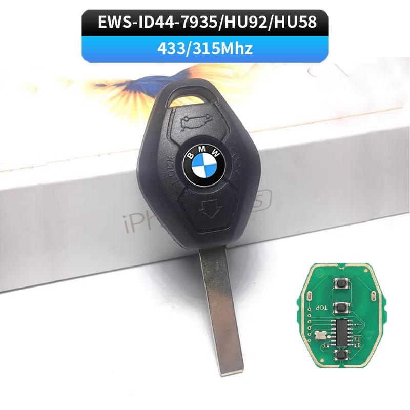 WKRA1 ID44Chip Remote Car Key EWS System Keyless 315/433MHz Compatible with for BMW E46 X3 E38 E39 Z4 X X5 Z3 Z with Battery Car Key