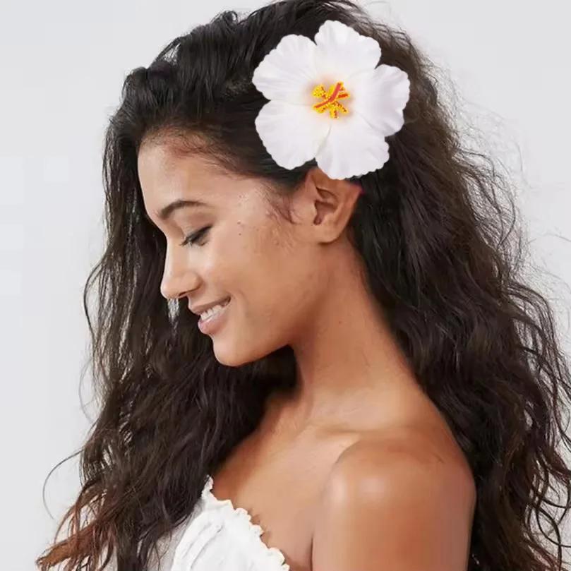 2/5pcs Hawaiian Flower Hair Clip Summer Beach Birthday Party Wedding Decoration Girls Artificial Egg Flowers Hairpin Accessories