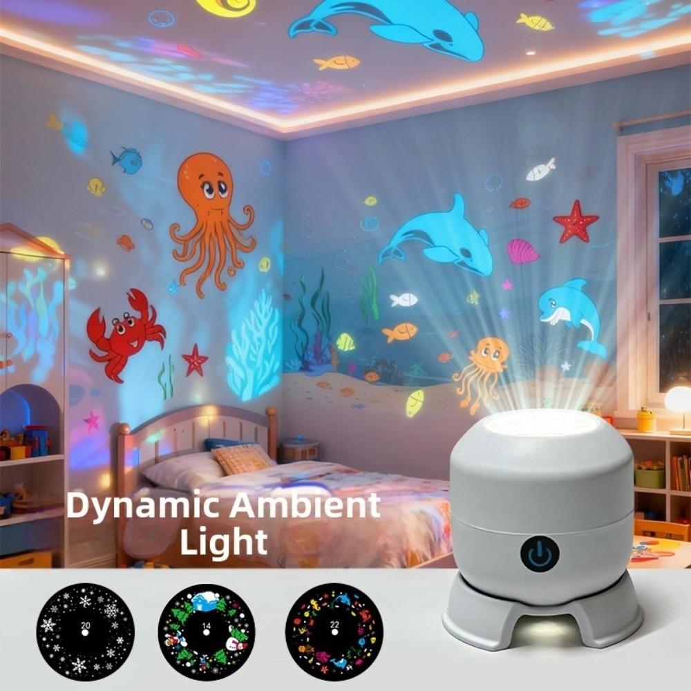 Rechargeable/Plug-in Dreamy Dynamic Projector Light Snowflakes Starry Atmosphere Christmas Projector Light Ocean USB Night Light