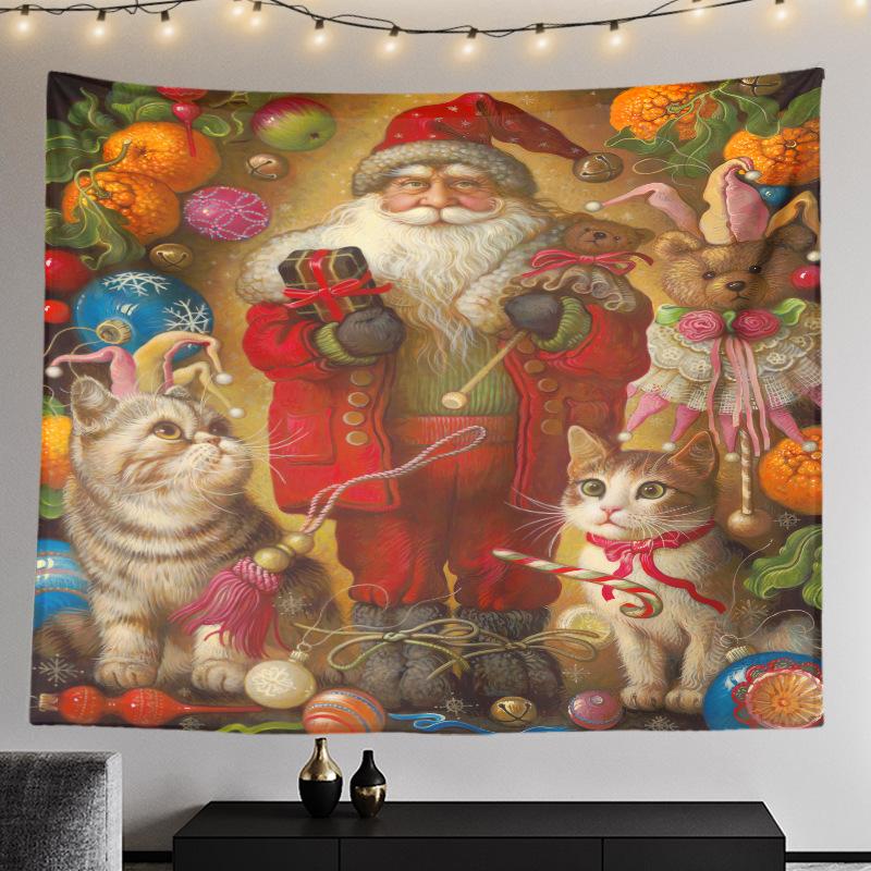 Cross-border Christmas Tree Tapestry Santa Hanging Cloth Background Cloth Digital Printing