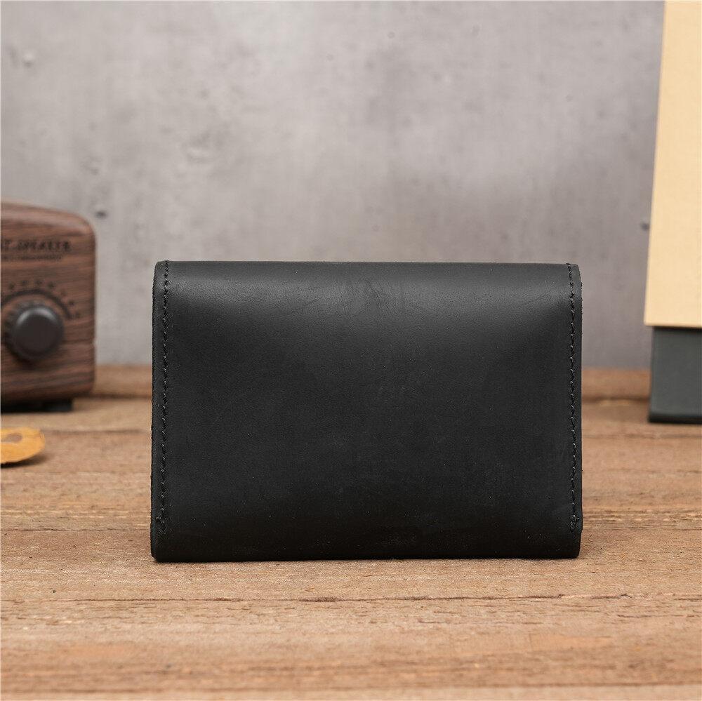 Durable Crazy Horse Real Leather Card Pouch Mens Credit Card Slim Simple Money Wallets