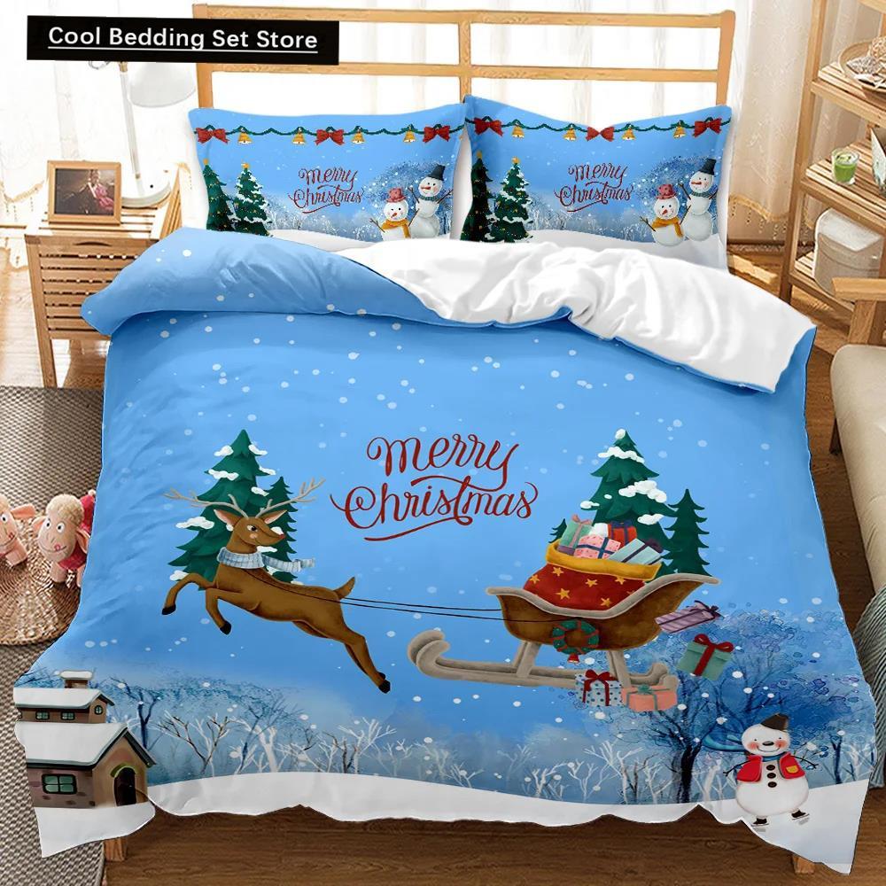 Christmas Duvet Cover Set Christmas Gift Bunny Candle Christmas Theme Bedding Set Double Queen King Size Polyester Quilt Cover