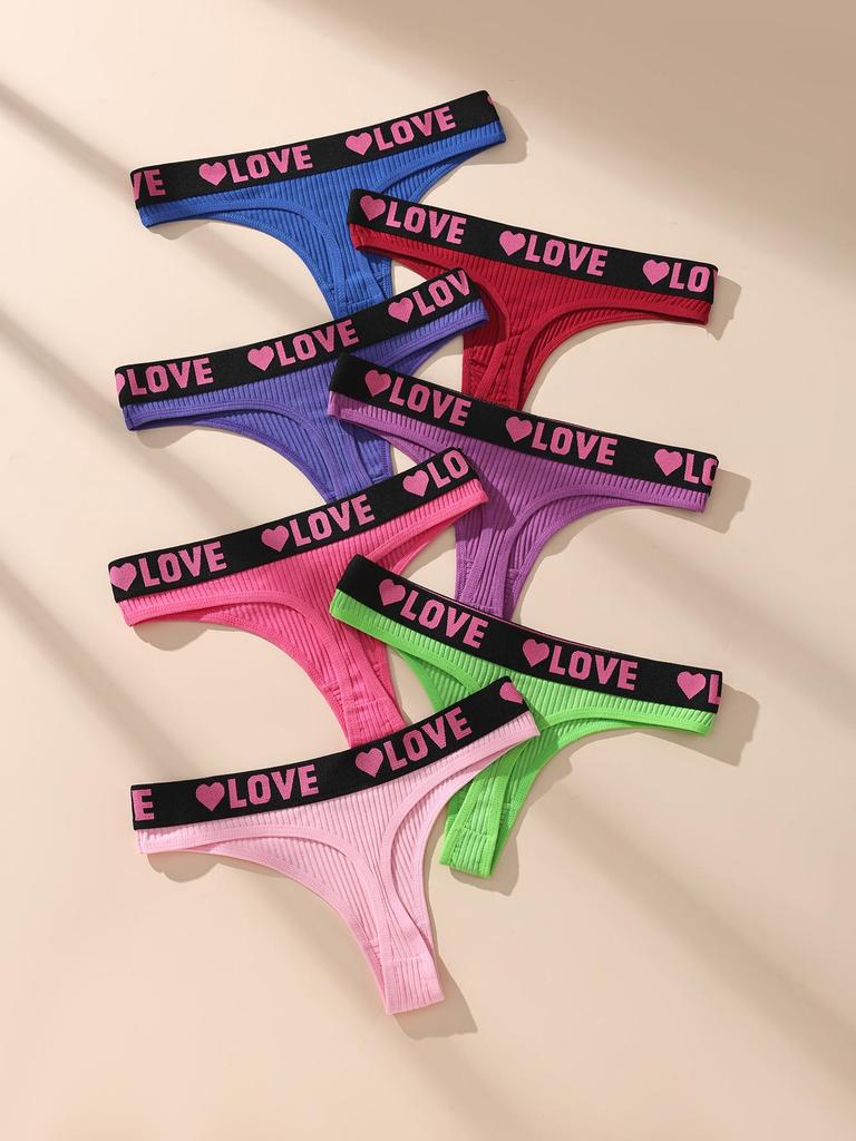 7Pcs/Set Women Thongs Sexy Underwear Low Waist Panties Sport Girls Briefs Cotton G-String Breathable XS-L Panty Female Lingerie