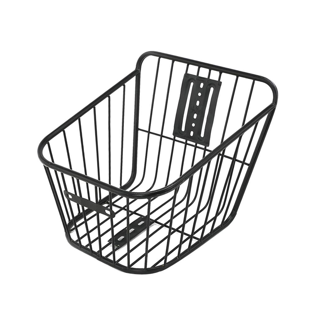 Rear Bicycle Storage Basket Metal without Lid Strengthened Frame Black Sturdy Universal Accessory