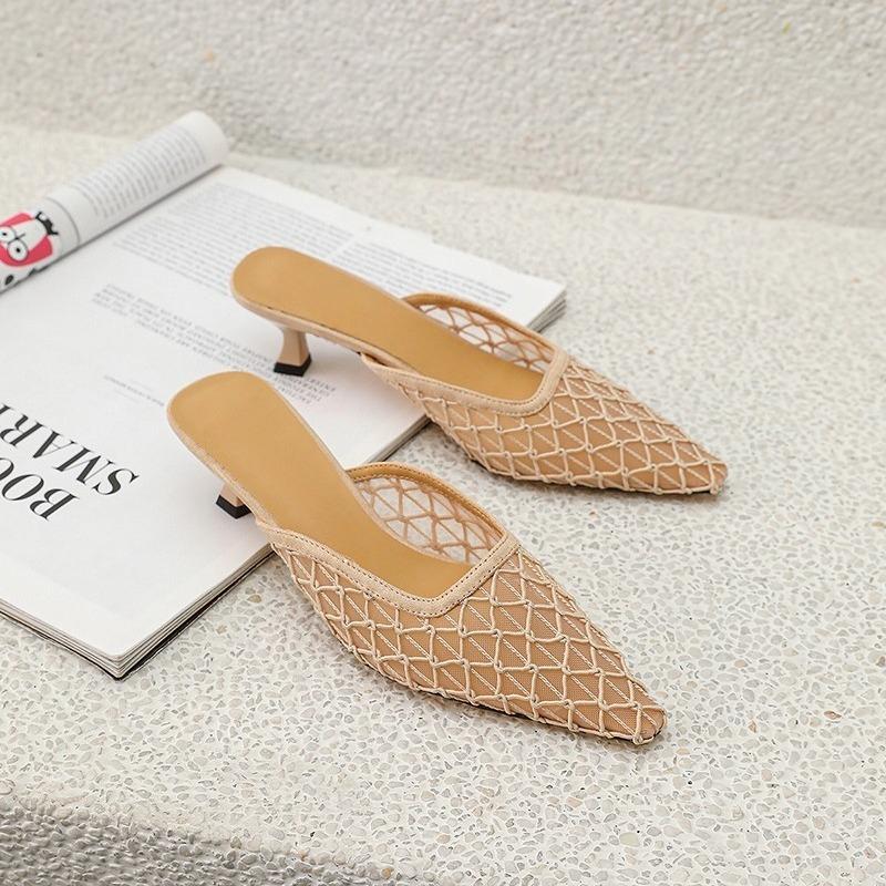 

Летние женские закрытые носки мюли тапочки модные неглубокие туфли без застежек женские платья уличный стиль обувь 38 абрикосовый