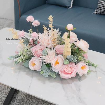 Pastoral Silk Flower Arrangement for Living Room or Dining Table Display