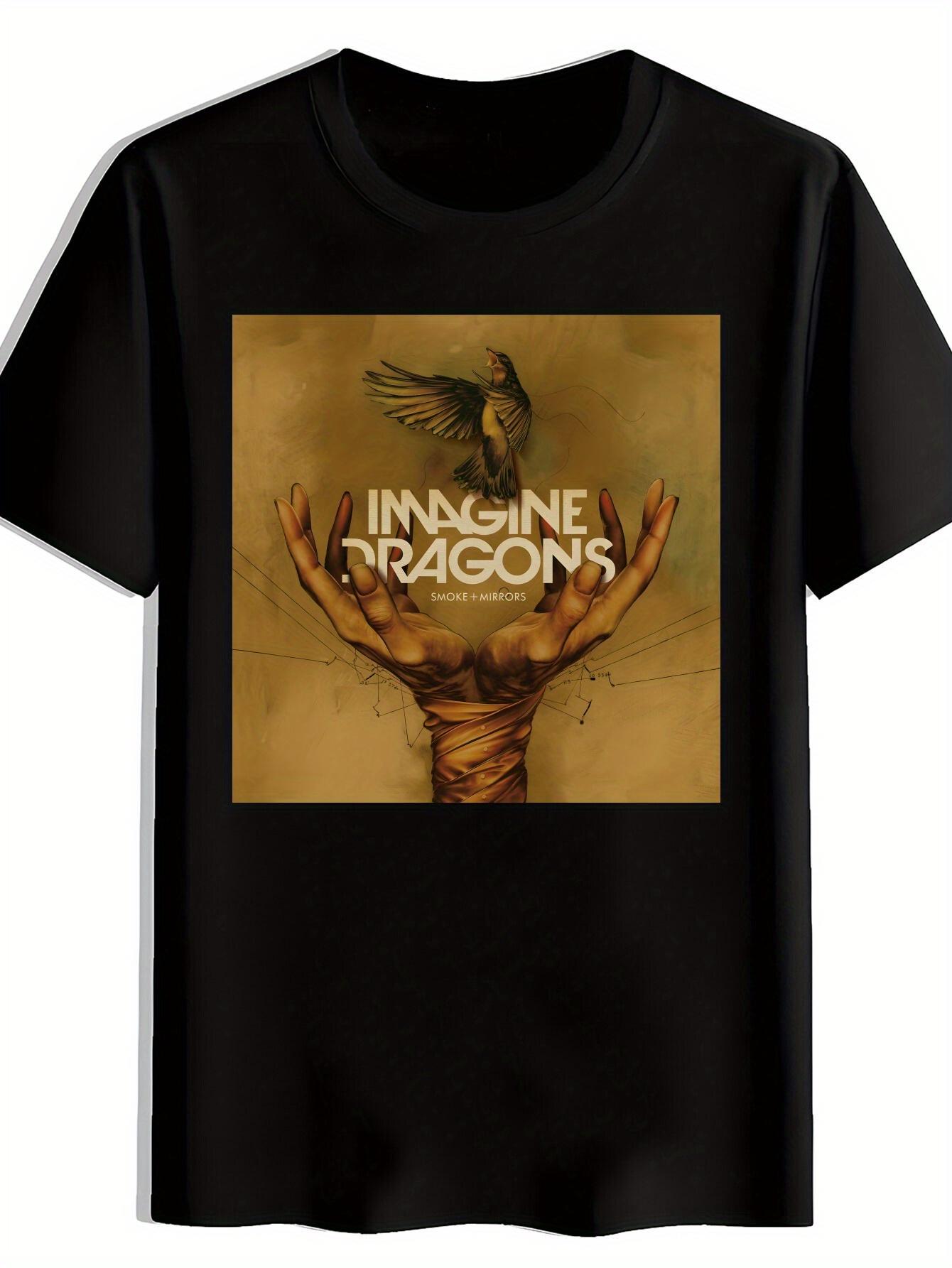 T-shirt Imagine Dragons Graphic - Casual Summer Rock Music Tee with Artistic Hand & Bird Design L