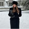 Lapel Single-breasted Long Ladies Coat Fashion All-match Solid Color Thick Coat Autumn and Winter New Ladies Long Jacket