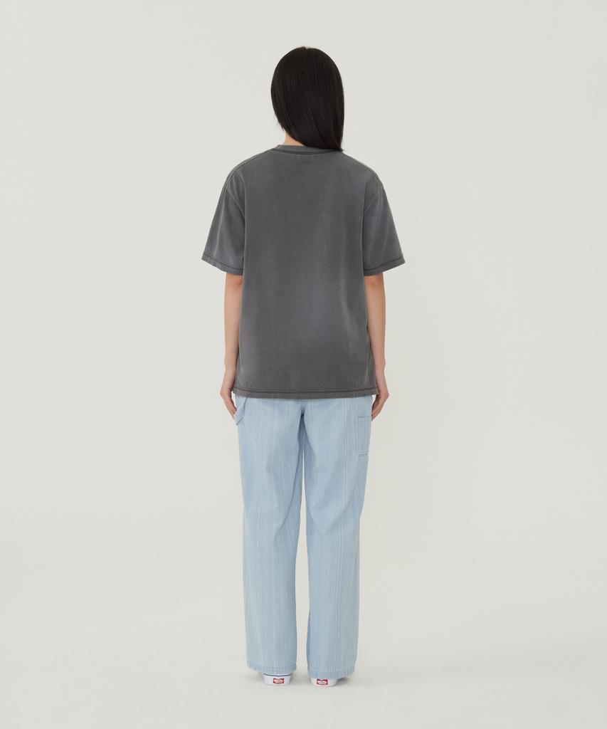COVERNAT WOMAN Oversized Pigment Copper Logo T-Shirt Charcoal
