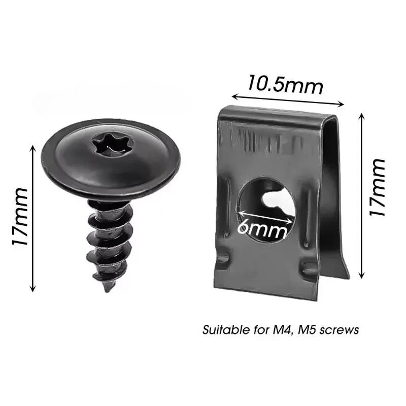 Car Motorcycles Metal Screw Tapping Fastener Clip U-Type Clip with Screw Anti-rust Protection Clip Screw Buckle Iron Sheet