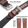Hemsut Watch Band, Genuine Leather and Nylon Watch Band (22mm Brown + Black), Quick Release Watch Strap, Stainless Steel Silver Watch Buckle. Availabl