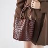 New Style Women's Bag Genuine Leather Handbag Women's Versatile Knitted Bucket One Shoulder Crossbody Bag Women