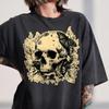 Retro Skull Butterfly Graphic Tee, Distressed Grunge Nature Shirt