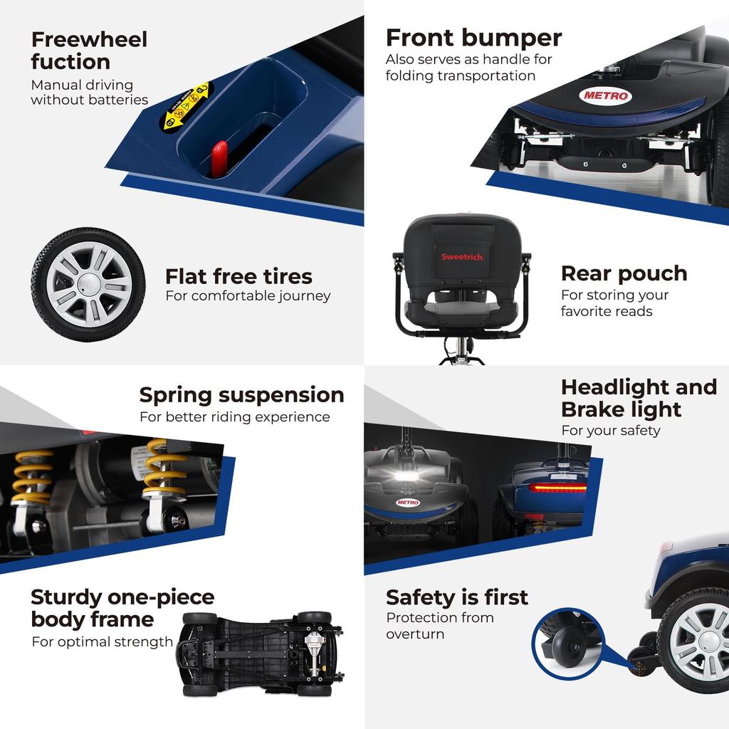 New Elderly 4-wheel Electric Scooter S1 Sport Foldable 4-wheel Electric Skateboard 300W 12AH Advanced Mobility Bicycle