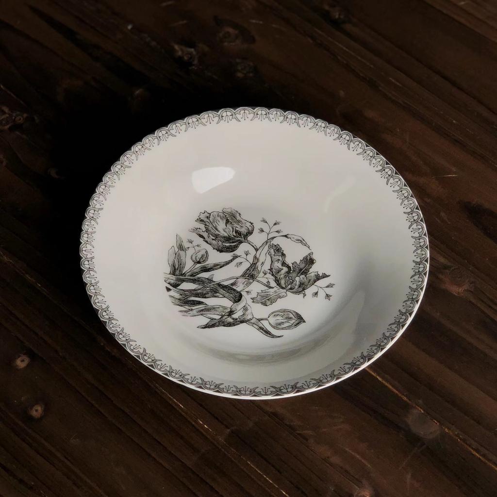 French Vintage Dining Plate Black Tulip Plate Household Ritual Set Western Food Dessert Cake Plate Afternoon Tea Cake Plate