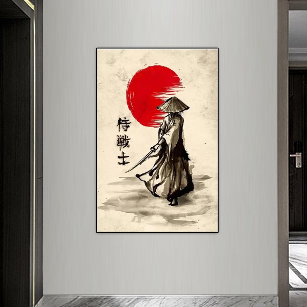 

Японская самурайская живопись тушью Холст Постеры Принты Аниме Япония Самурай Настенное искусство Картины для гостиной Домашний декор Без рамы
