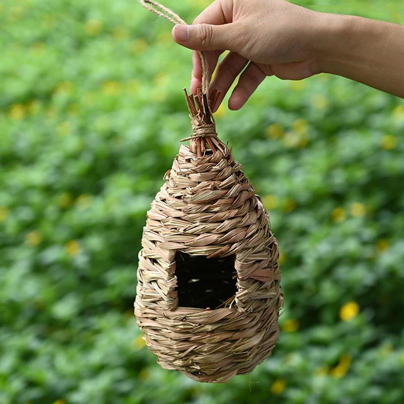 Birds Nest Outdoor Hand-weaved Decorative Bird House Bird Cage Shelter Weaved Hanging Parrot Nest Creative Handmade Bird Cage