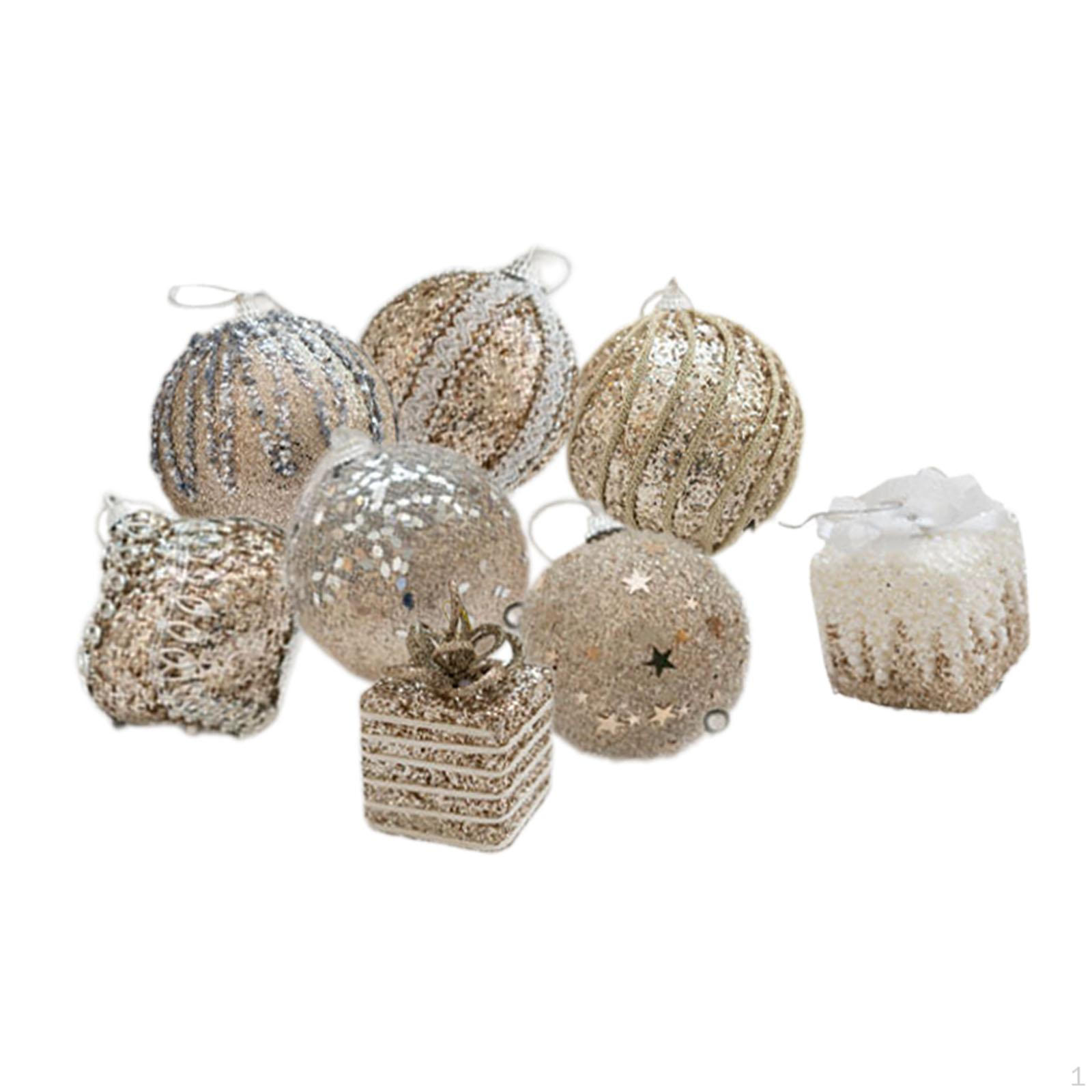 

Украшения для елки Шарики Украшения Поделки Подвески с подвесками Блестящий Рождественский декор Square Round 8PCS