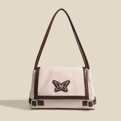 Texture Female Bag Autumn Winter American Retro Locomotive Butterfly Underarm Bag Advanced Sense Large Capacity Commuter Shoulder Bag