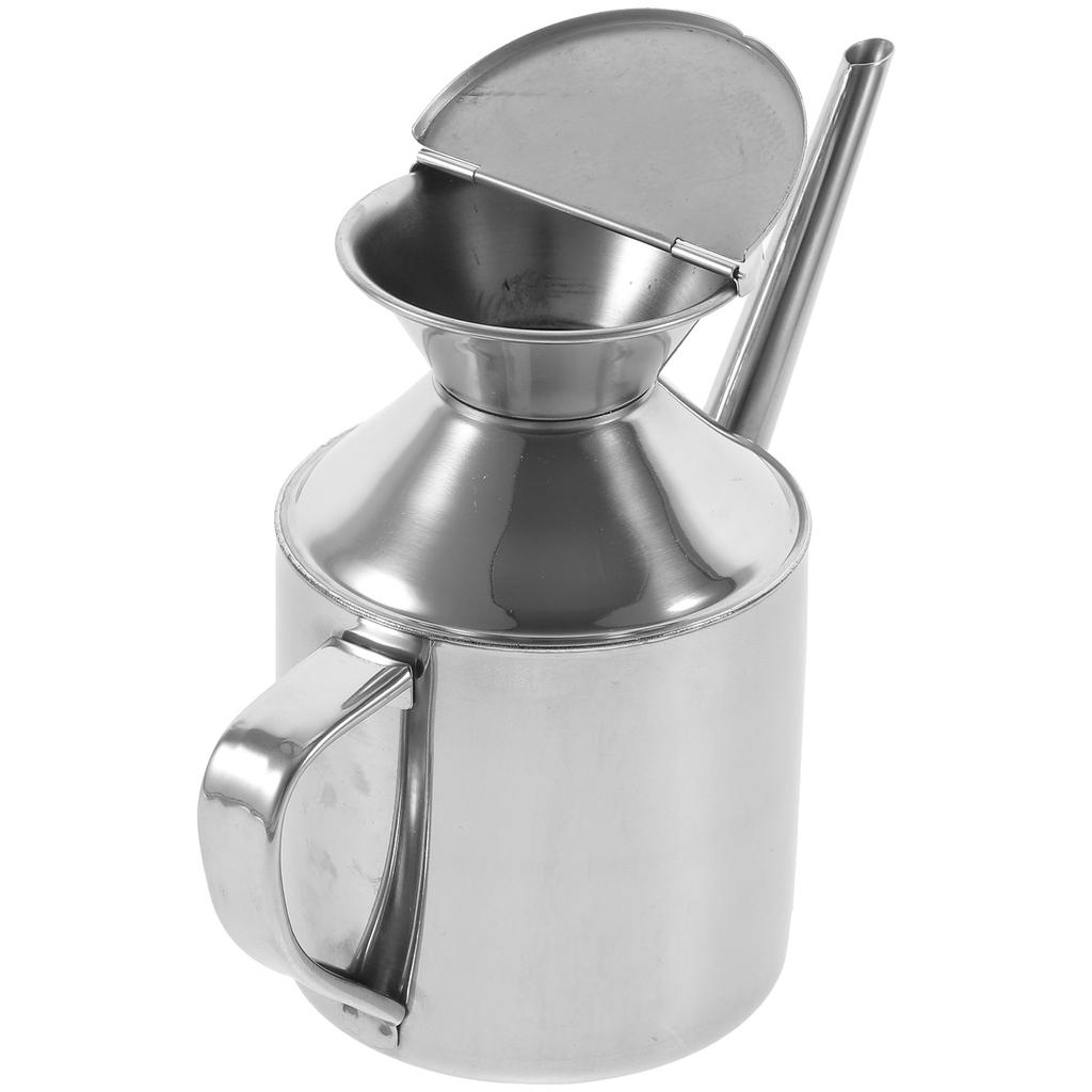 Stainless Steel Oil Pot Dispenser Bottle Jug Container Kitchen Sauce Vinegar Olive Storage For Seasoning (Lid, Random pattern)